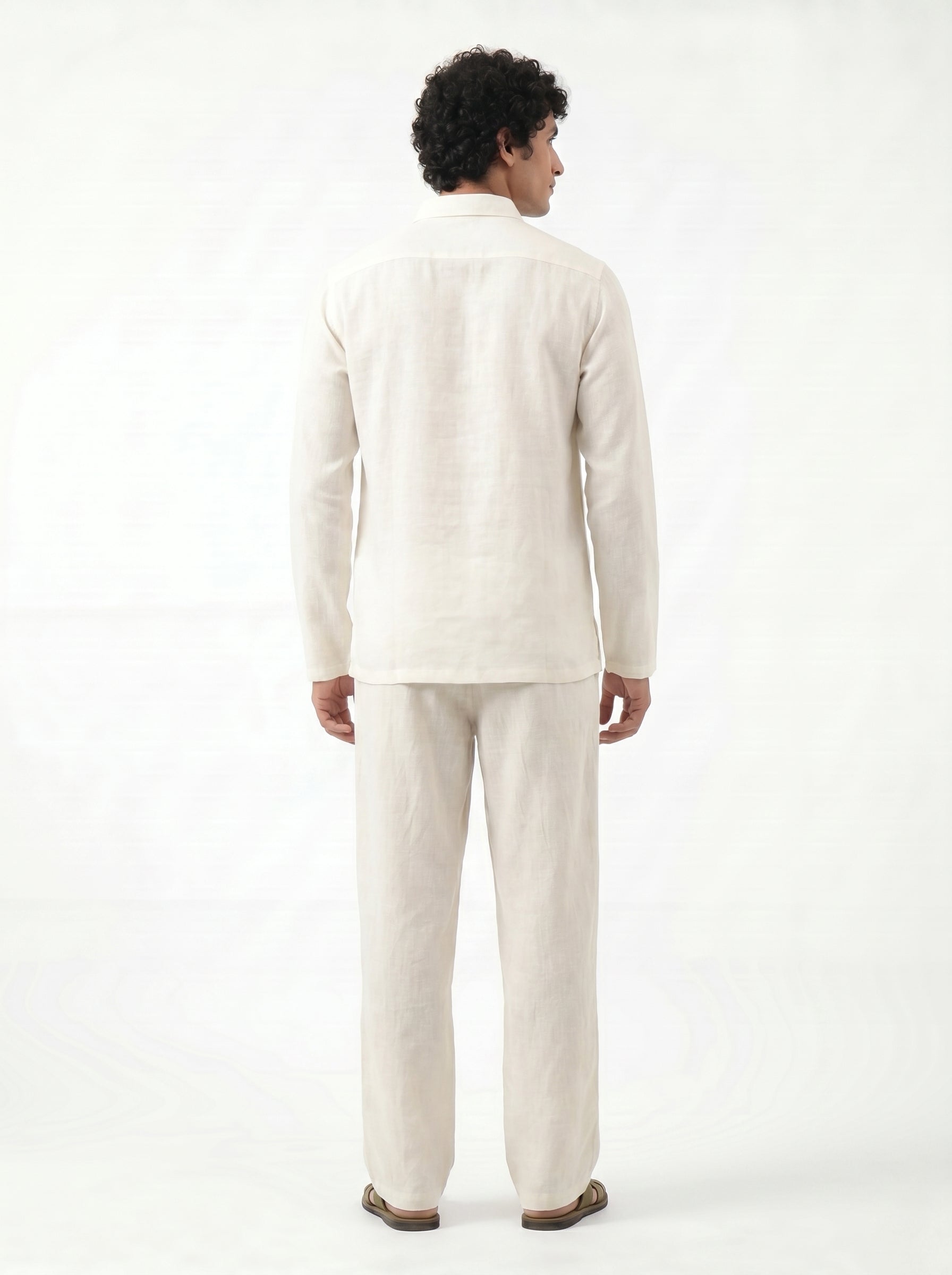 Aespen Off White Linen Kurta Pant for Men - Elegant and Comfortable Short Attire