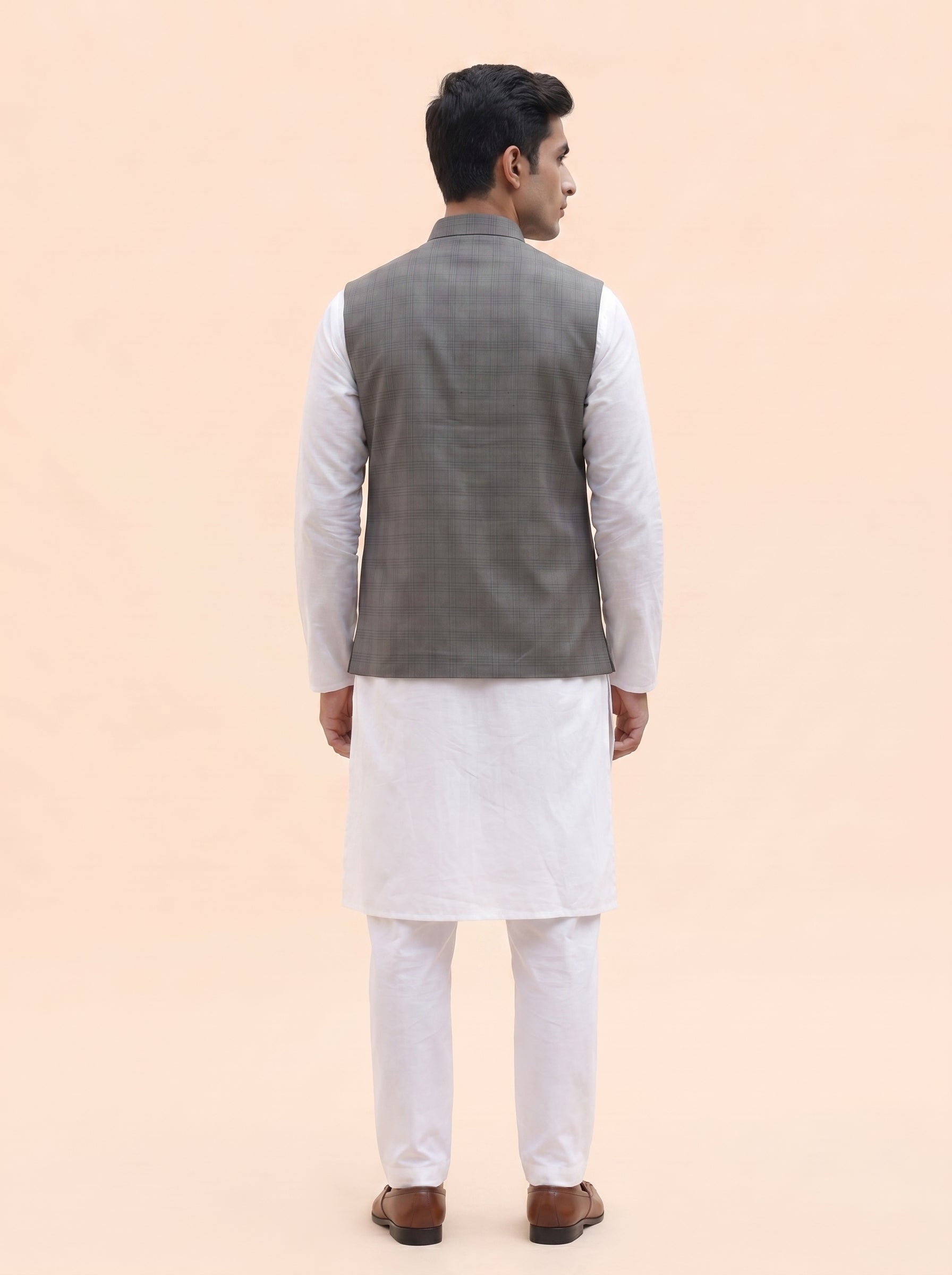 Aespen Rich Grey Cotton Silk Nehru Jacket For Men - Aespenfashion.com