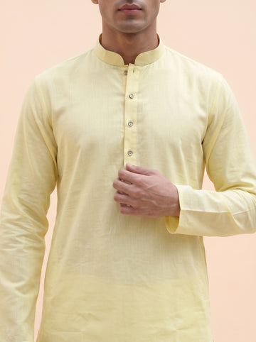 Aespen Pastel Yellow Classic Kurta Pant for Mens - Aespenfashion.com
