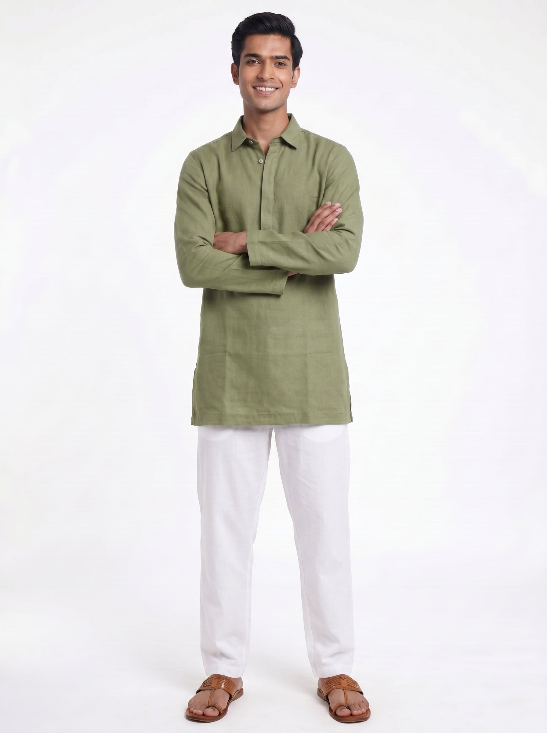 Aespen Dark Green Linen Kurta Pant Men - Stylish Comfort and Versatile Style