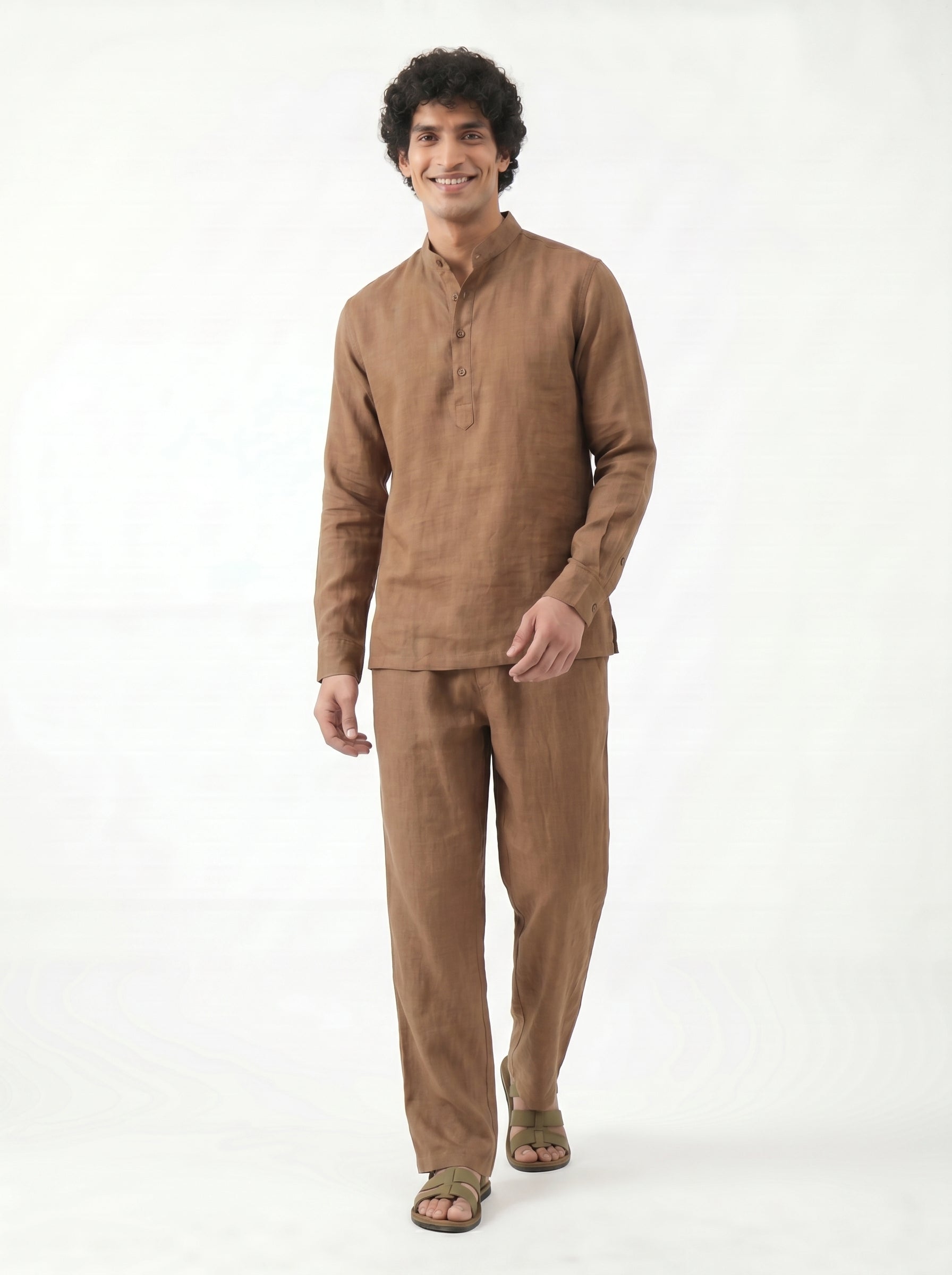 Aespen Brown Linen Kurta Pant for Men - Stylish and Comfortable Attire