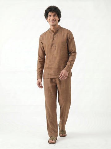 Aespen Brown Linen Kurta Pant for Men - Stylish and Comfortable Attire