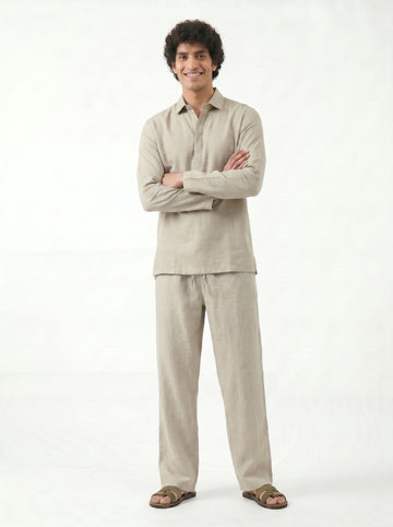 Aespen Biege Linen Kurta Pant for Men - Stylish and Comfortable Attire